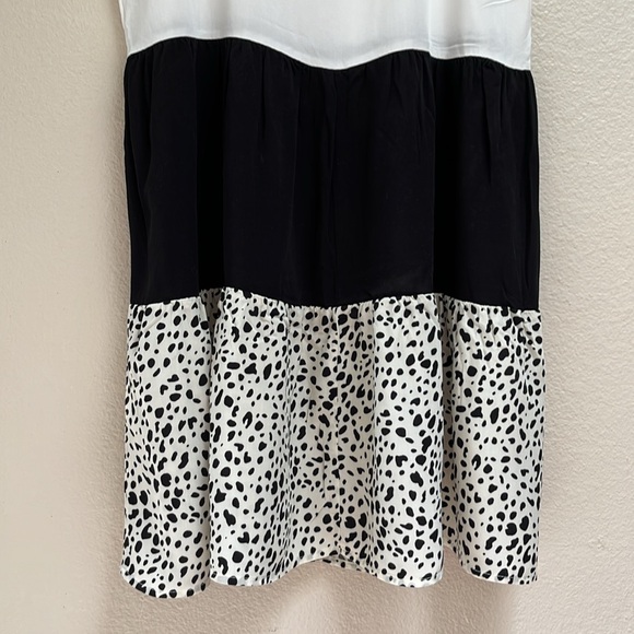SHEIN White/Black Colorblock Leopard Patchwork Doll Dress, Size Small, Cowgirl - Picture 9 of 13